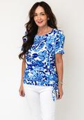 YEW Round Neck Floral Print T-Shirt, Blue image