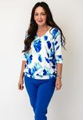 Yew Abstract Print V-Neck Top, Blue &amp; Green image