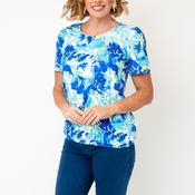 YEW Abstract Print Round Neck T-Shirt, Blue Multi image