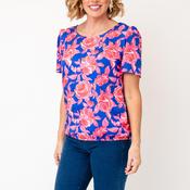 YEW Rose Print Round Neck T-Shirt, Pink Multi image