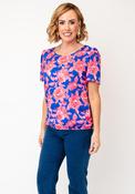 YEW Rose Print Round Neck T-Shirt, Pink Multi image