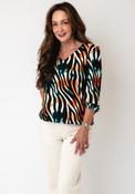 YEW Geometric Print V-Neck Top, Black Multi image