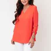 YEW V-Neck Blouse, Coral image