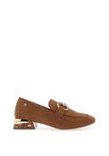 Zanni &amp; Co Hahoe Faux Suede Block Heeled Loafers, Tan image
