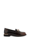 Zanni &amp; Co Phan Thiet Gold Buckle Patent Loafers, Brown image