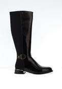 Zanni &amp; Co Jinji Faux Patent Flat Knee-High Boots, Black image