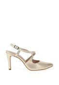 Zany Shimmer Cross Strap Court Shoes, Gold image