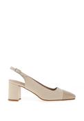 Zany Shimmer Croc Effect Heeled Shoe, Beige image