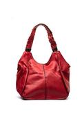 Zen Collection Faux Leather Panel Large Hobo Shoulder Bag, Red image
