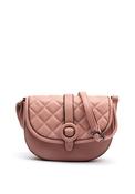 Zen Collection Faux Pebbled Leather Quilted Crossbody Bag, Pink image