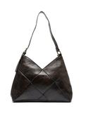 Zen Collection V-Cut Faux Leather Shoulder Bag, Dark Brown image