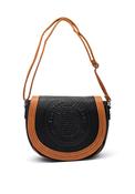 Zen Collection Embossed Logo Flap Over Saddle Bag, Black image