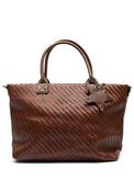 Zen Collection Woven Texture Tote Bag, Brown image