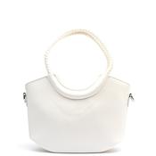 Zen Collection Trapeze Braided Double Handle Grab Bag, White