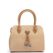 Zen Collection Woven Textured Dome Shaped Grab Bag, Warm Beige