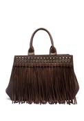 Zen Collection Fringed Detail Grab Bag, Mocha Brown image