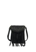 Zen Collection Western Inspired Fringe Crossbody Bag, Black image