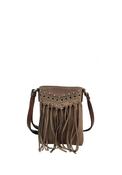 Zen Collection Western Inspired Fringe Crossbody Bag, Beige image