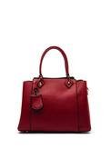 Zen Collection Faux Pebbled Leather Medium Satchel Bag, Red image