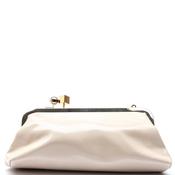 Zen Collection Faux Patent Barrel Clutch Bag, Nude image