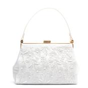 Zen Collection Embroidered Pearl Sequin Grab Clutch Bag, White image