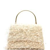 Zen Collection Faux Feather Fringe Framed Grab Bag, Gold