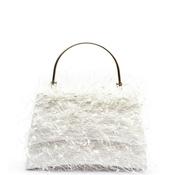Zen Collection Faux Feather Fringe Framed Grab Bag, White image