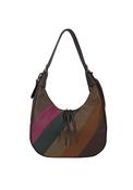 Zen Collection Colour Block Stripe Hobo Shoulder Bag, Coffee Brown image