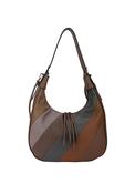 Zen Collection Colour Block Stripe Hobo Shoulder Bag, Brown image