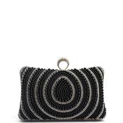 Zen Collection Tear Drop Diamante Pearl Encrusted Clutch Bag, Black