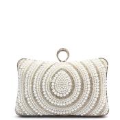 Zen Collection Tear Drop Diamante Pearl Encrusted Clutch Bag, White image