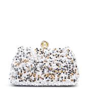 Zen Collection Velvet Sequins Mini Clutch Bag, Silver image