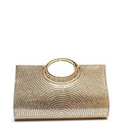 Zen Collection Semi Circle Diamante Encrusted Clutch Bag, Gold image