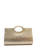 Zen Collection Semi Circle Diamante Encrusted Clutch Bag, Gold image