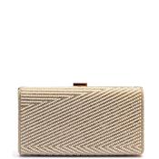 Zen Collection Diamante Pearl Encrusted Clutch Bag, Gold