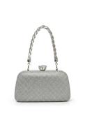 Zen Collection Diamante Floral Handle Clutch, Silver image