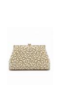 Zen Collection Pearl Detailed Diamonte Clutch Bag, Gold image