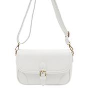 Zen Collection Pebbled Faux Leather Satchel Crossbody Bag, White image