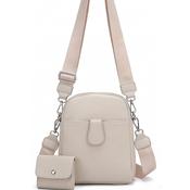 Zen Collection Double Zip Pocket Crossbody Bag &amp; Coin Purse, Beige image
