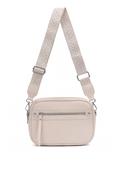 Zen Collection Pebbled Faux Leather Stitch Detail Crossbody Bag, Beige image