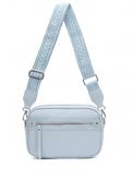 Zen Collection Pebbled Faux Leather Stitch Detail Crossbody Bag, Blue image