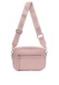Zen Collection Pebbled Faux Leather Stitch Detail Crossbody Bag, Pink image