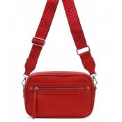 Zen Collection Pebbled Faux Leather Stitch Detail Crossbody Bag, Red image