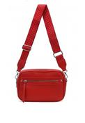 Zen Collection Pebbled Faux Leather Stitch Detail Crossbody Bag, Red image