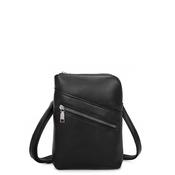 Zen Collection Pebbled Faux Leather Zip Detail Mini Crossbody Bag, Black image