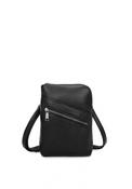 Zen Collection Pebbled Faux Leather Zip Detail Mini Crossbody Bag, Black image