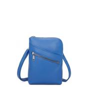 Zen Collection Pebbled Faux Leather Zip Detail Mini Crossbody Bag, Royal Blue image