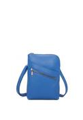 Zen Collection Pebbled Faux Leather Zip Detail Mini Crossbody Bag, Royal Blue image