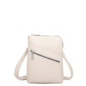 Zen Collection Pebbled Faux Leather Zip Detail Mini Crossbody Bag, Cream image