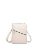 Zen Collection Pebbled Faux Leather Zip Detail Mini Crossbody Bag, Cream image